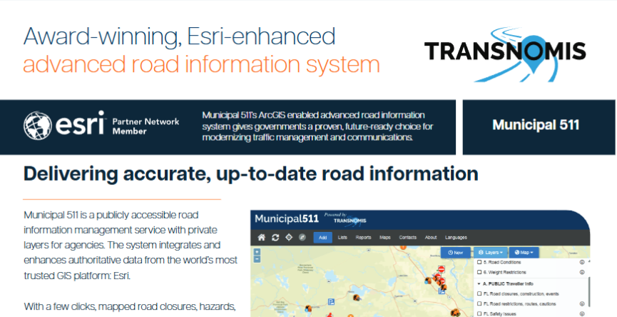 Municipal511 and Esri ArcGIS